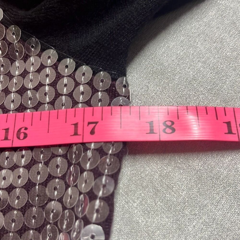 Jones New York Vintage Wool Blend Cardigan Black Red Sequin‎ Colorblock XS NWOT - Picture 9 of 10